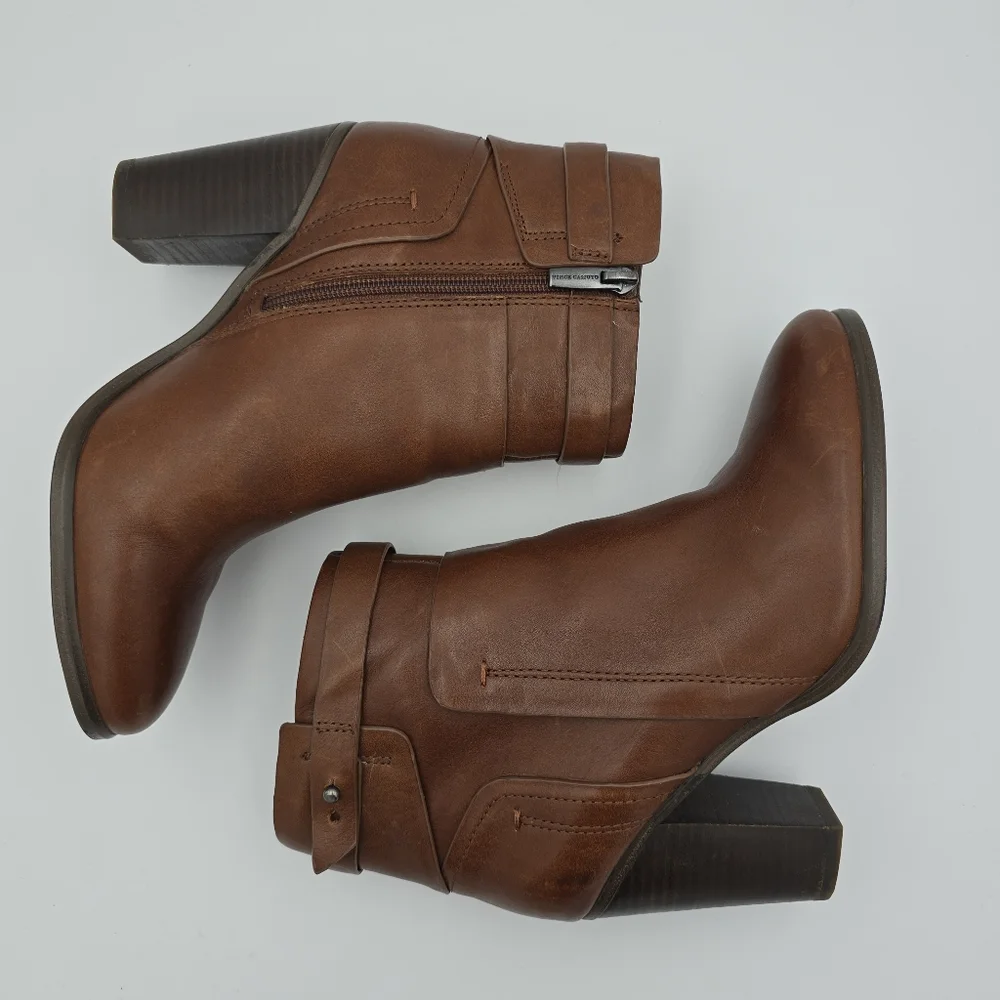 Like-New Vince Camuto Faythe Layered Heeled Ankle Booties, Brown, Women's 7.5M - Picture 16 of 16